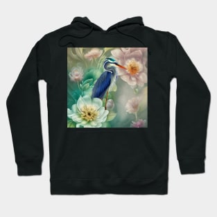 The Elegant Crane with Flowers Hoodie